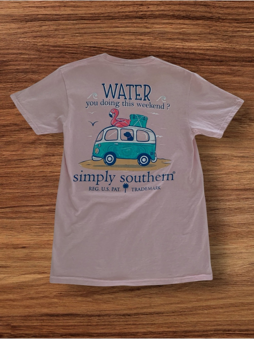 FINAL SALE Simply Southern T-Shirt Women Small Pink Water You Doing This Weekend